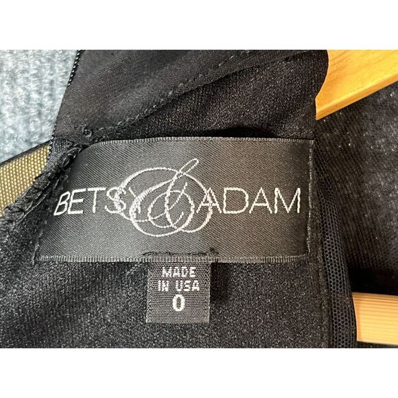 NWT Betsy & Adam Sheath Dress Knee Length Mesh Trim Mock Neck Black Women Size 0 - Picture 15 of 16